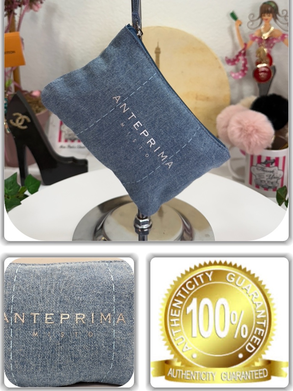 STUNNING ANTEPRIMA MISTRO DENIM WRISTLET!